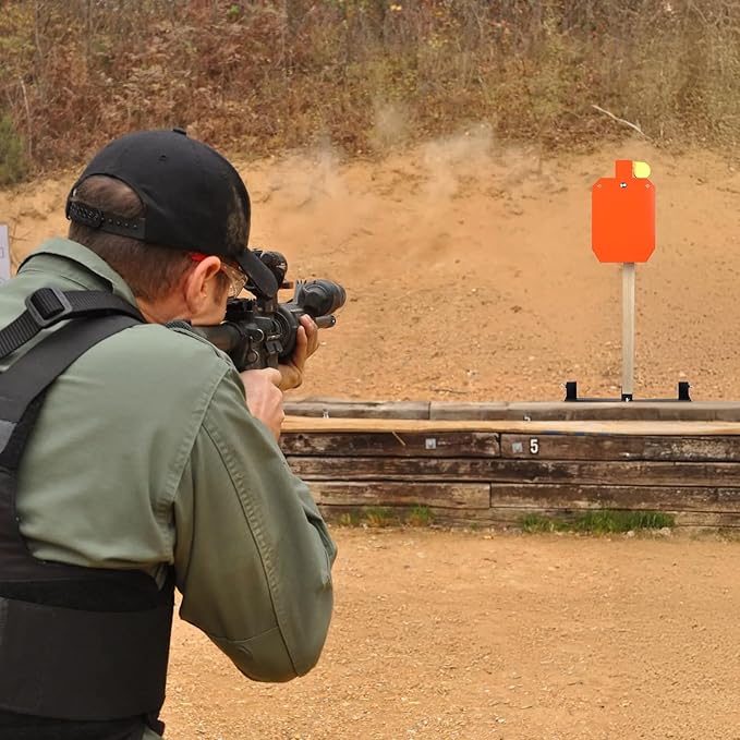 AR500 3/8 inch Hostage Reactive Shooting Targets 12'' x 7 Thick Steel Target Stand System with 2x4 Target Stand Kit(Orange)