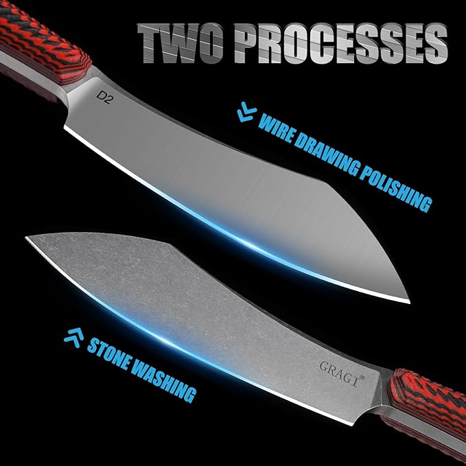 Original Design Beautiful High-Hardness Fixed Blade EDC Tool Peeling Outdoor Hiking &amp Camping Supplies Huntting Knife D2 Steel Blade G10 Handle with Sheath (Sanding)
