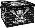 Lacrosse Custom Storage Bins with Lid Foldable Fabric Personalized Storage Basket Box with Handle Storage Organizer Container for Home Bedroom Closet