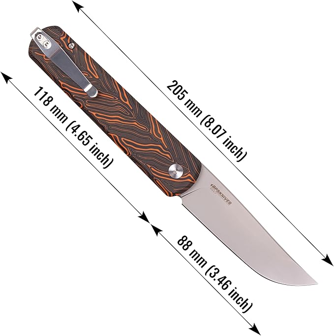 BPSKNIVES Skua - Folding Knife - Nitro-V Stainless Steel Blade with G-Mascus Handle - EDC Knife with Pocket Clip for Men - Sharp EDC Knife