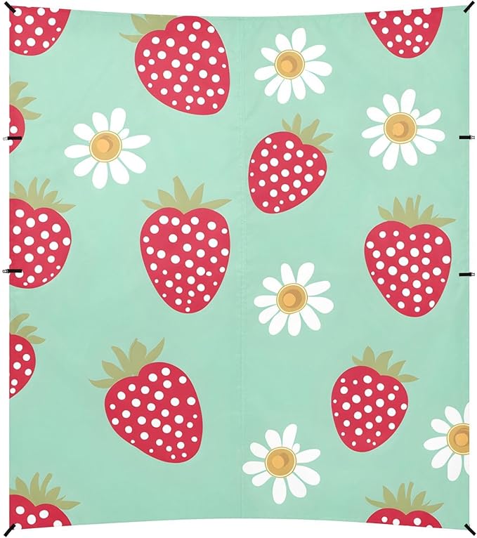 ALAZA Plant Abstract Strawberry Cartoon Pattern Beach Tent Sun Shelter Portable Canopy Sunshade for Outdoor Camping Picnics Backyard Fun 10x9 ft