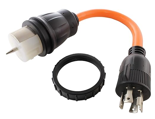 AC WORKS Generator to Transfer Switch 50Amp Inlet Box Adapter (L14-30 30Amp 4-Prong to CS6364 Flexible)