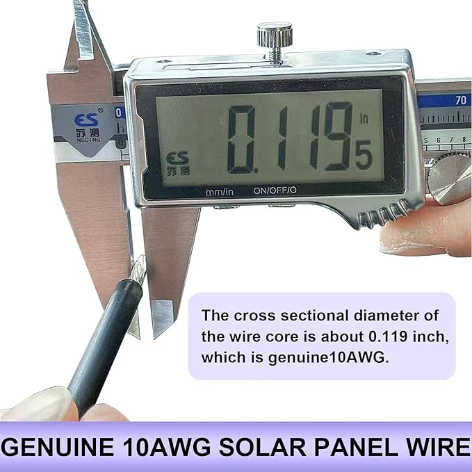 Solar Panel Wire 2X 50ft (Black+Red) 10AWG Tinned Copper Extension Cable for Solar Panel Off Grid Solar System Outdoor Automotive RV Boat