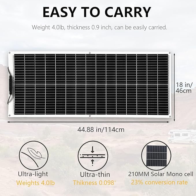 XINPUGUANG 800w 24V Solar System Kit 100w Flexible Solar Panels Monocrystalline Cell Module 2000w 110v Inverter 12v/24v 45A Controller Off Grid Solar Battery Charge for RVCabinTentBoat (800W)