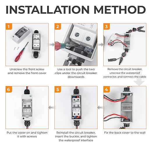 Solar Panel Disconnect Switch 1000V 60A PV Shut Off Switch Outdoor Circuit Breaker Box for Solar PV Homes Battery (60Amp)
