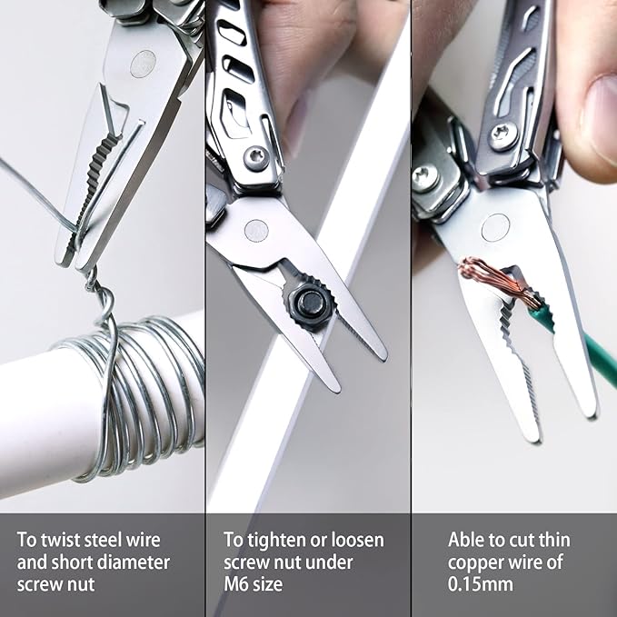 Nextool EDC Keychain Multitool 10 in 1 Mini Pocket Knife Multi Tool with Needlenose Pliers Scissors Mini Useful Cool Gadgets for Men Father's Day Gifts from Daughter-Sliver