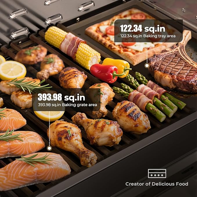 Premium Built In 4 Burner Propane Gas Grill ALL-Thickened 304 Stainless Steel 32000 BTU with 516sq.in. Cooking Space Baking Tray &amp Gratesfor Patio Backyard Parties Barbecue