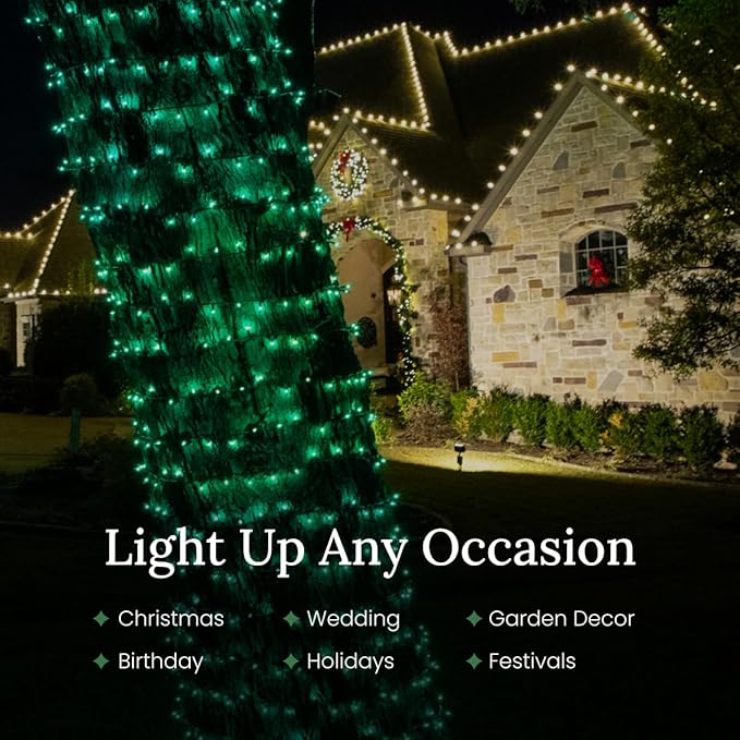 Pro Christmas LED Christmas Lights – 70 Count Wide Angle Conical String Lights – Professional Grade Indoor/Outdoor Commercial Holiday Light Set for Trees Bushes &amp Décor – 2800K Warm White
