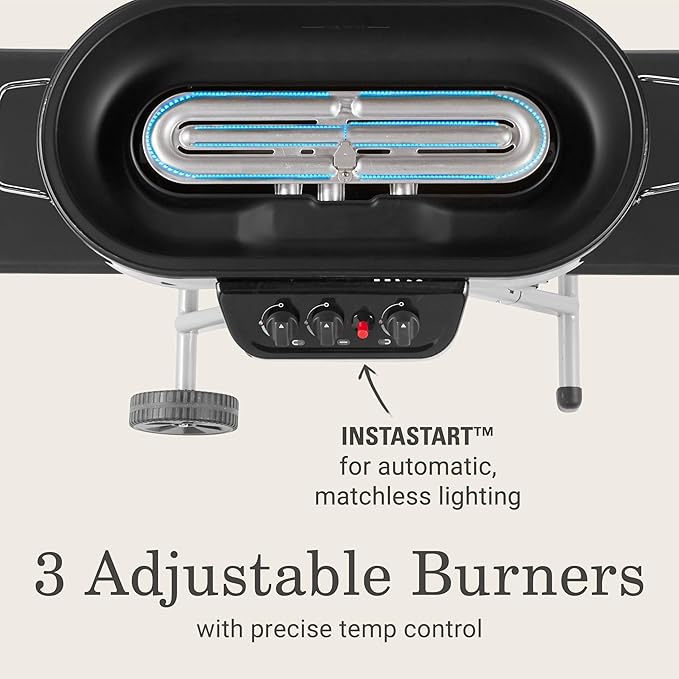 Coleman RoadTrip 285 Portable Stand-Up Propane Grill with 3 Adjustable Burners &amp Instastart Ignition 20000 BTUs of Power for Outdoor Cooking Camping Tailgating Grilling BBQs &amp More