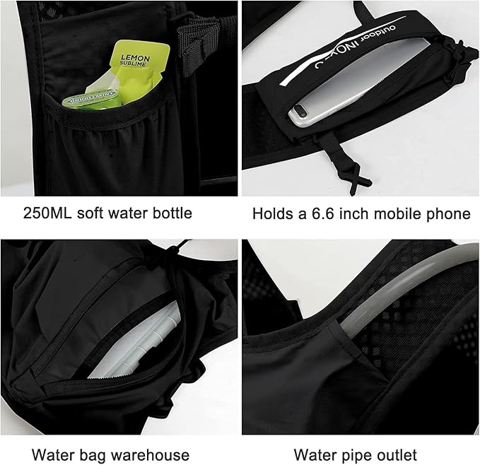 INOXTO Running Hydration Vest BackpackLightweight Insulated Pack with 1.5L Water Bladder Bag Daypack for Hiking Trail Running Cycling Race Marathon for Women Men