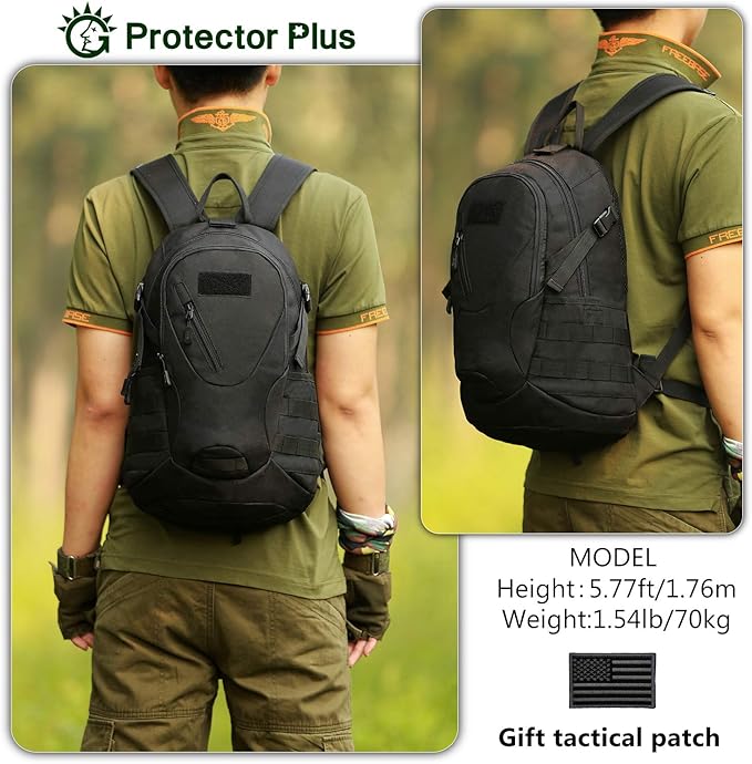 Protector Plus Tactical Motorcycle Backpack Small Military Cycling Pack Bug Out Bag (Patch Included)