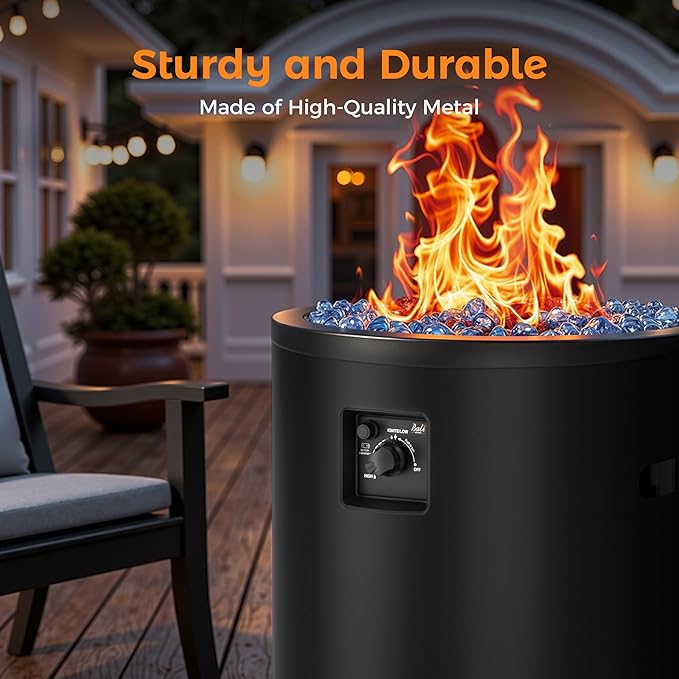 BALI OUTDOORS 50000 BTU Propane Fire Pit Outside 23 inch Outdoor Fire Pit Round Black Firepits for Outside Patio Garden Backyard
