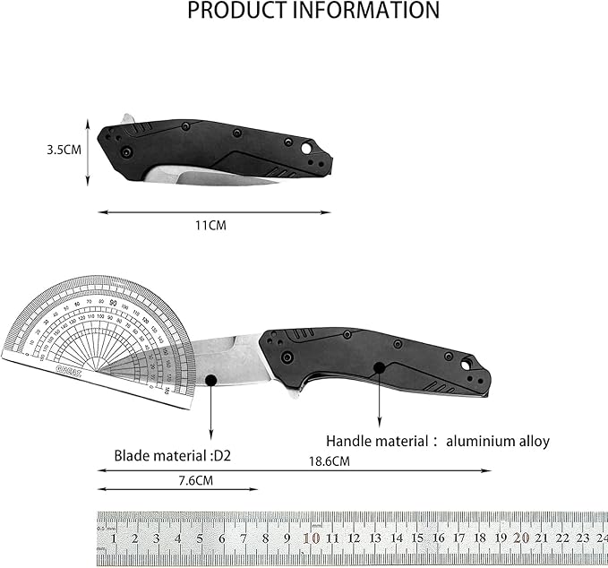 7.24 Folding Knife Assisted Flipper pocket knife D2 Steel blade Aluminum alloy Handle with Belt Clip Outdoor EDC Camping Knife Gift