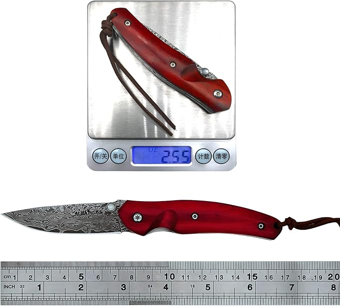 Father's Day Mother's Day &amp Heirloom Gift for Men Women - Exotic Dalbergia Wood &amp Damascus Steel Pocket Folding Knife | Collector's EDC for Husband Boyfriend Father Wife Girlfriend Mom