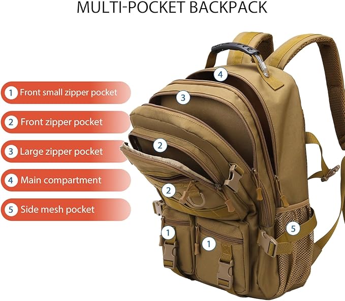 Tactical Backpack Military Outdoors Large Capacity Multi-layer Assault Bug Heavy Duty Molle Bag for Travel Outdoors(Black)