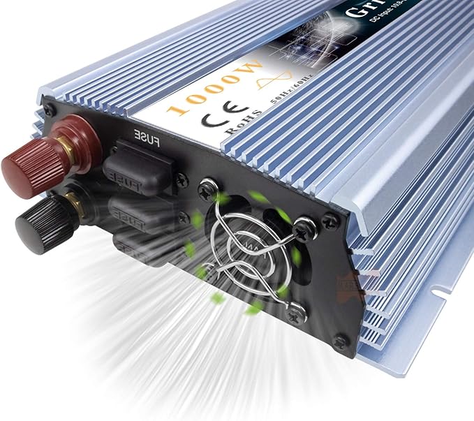 Marsrock 1000W MPPT Pure Sine Wave Grid-Tie Micro Inverter Converts 20-50V DC to 110V/120V AC Perfect for Home Solar or Wind Power Systems.