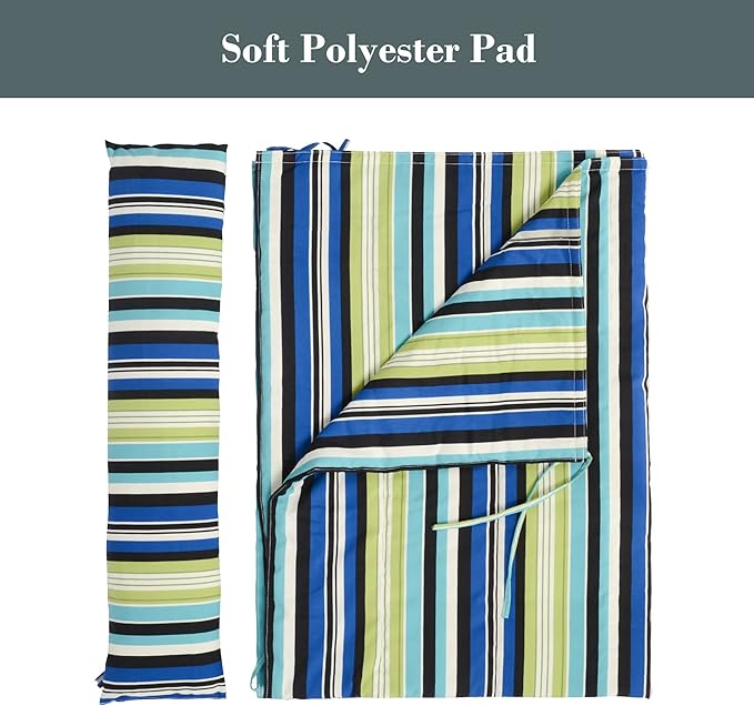 SUNCREAT Outdoor Double Hammock Pad Soft Comfortable Polyester Pad Green Stripes