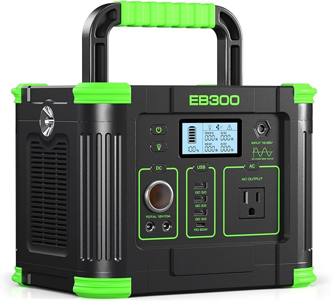 Portable Power Station 330W 288Wh Solar Generator with 60W USB-C PD Fast Charging Pure Sine Wave AC Outlet 5W Wireless Charger LED for Camping RV CPAP Home Emergency Backup Off-Grid Living