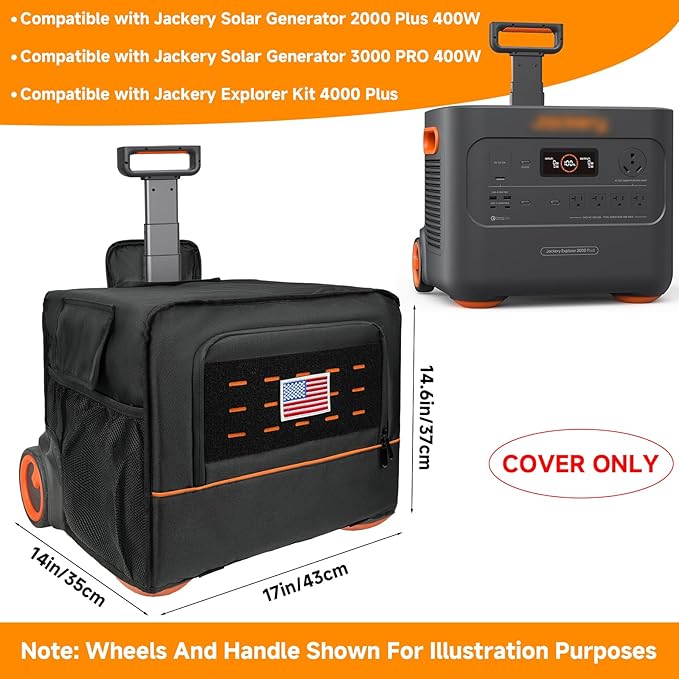 Upgraded Generator Dust Cover Compatible with Jackery Solar Generator 2000 Plus 400W/Jackery Explorer Kit 4000 Plus/3000 PRO 400W/ Water Resistant Protective Cover for Solar Generator Accessories