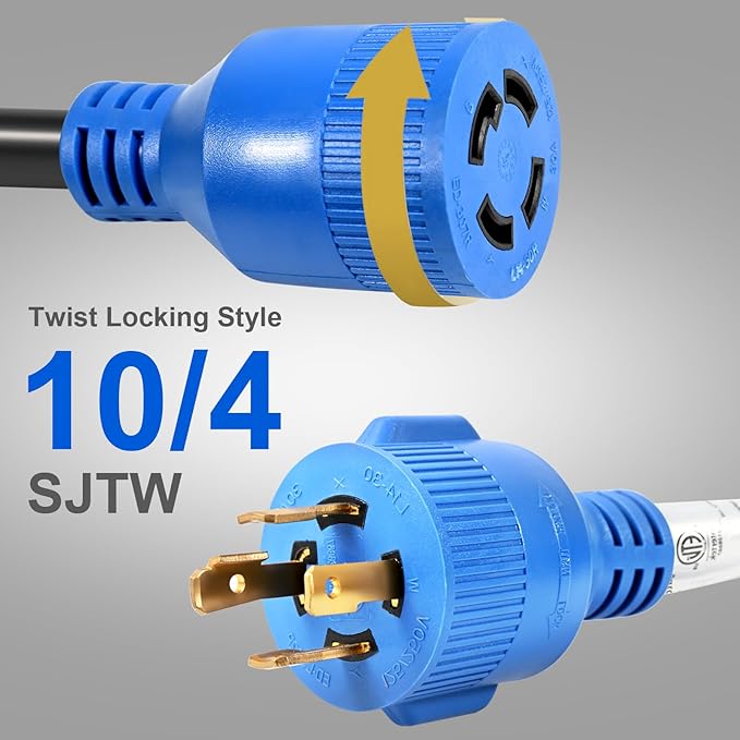 30 Amp Generator Cord and Power Inlet Box 30FT Generator Cords 30 Amp125V/250V Generator Power Cord NEMA L14-30P to L14-30RTwist Lock Connector