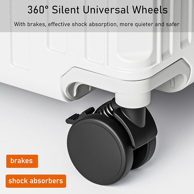 LEOVEN Hardside Luggage LS-0683 PC Hard Shell Suitcase with Cup Holder USB Type-C 3:7 Ratio Large Capacity Aluminium Frame TSA Customs Lock 360° Double Wheels with Brake and Shock Absorber