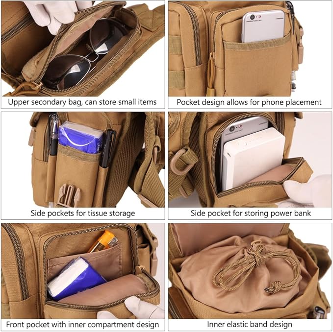 Drop Leg Bag for Men Waterproof Military Tactical B Cross Over Leg Rig Outdoor Bike Cycling Hiking Thigh Bag (Desert Digital)