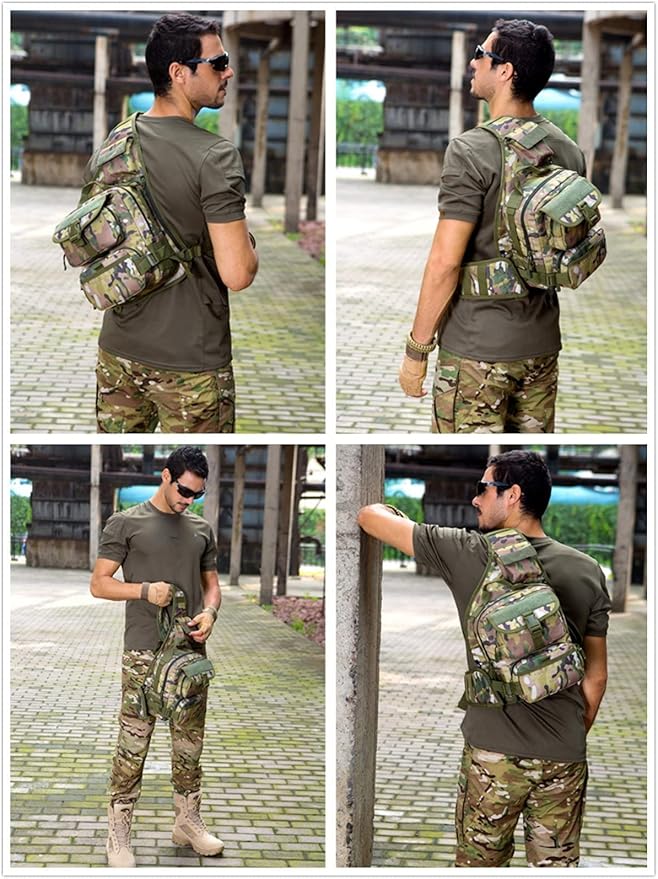 UNISTRENGH Men's Tactical Sling Bag Sling Backpack Military Shoulder Bag MOLLE Assault Range Bag for Outdoor Camping Hunting (CP #)