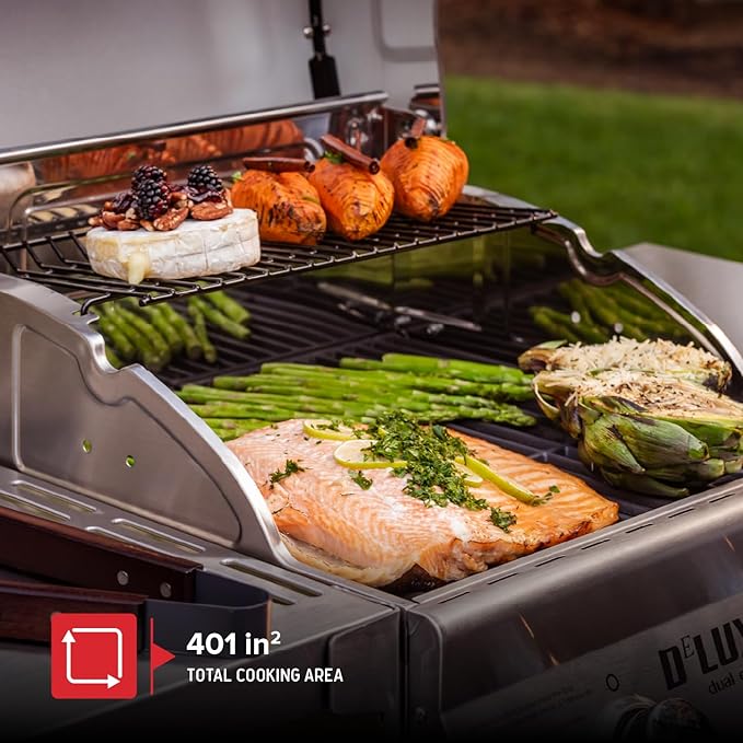 Nexgrill Deluxe 2-Burner Gas Grill with 401 SQ In Grate 28000 BTUs Stainless Steel Control Panel &amp Foldable Side Table Propane BBQ Grill for Outdoor Cooking Patios Backyards and More - 720-08