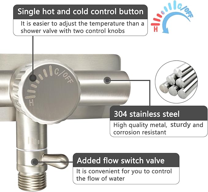 All Metal Single Handle RV Shower Faucet Valve DiverterCamper Shower Faucet Valve 4”RV Shower Replacement Valve for Motor Home Travel Trailer Camper Fifth (5th) Wheel (Brushed Nickel 4)