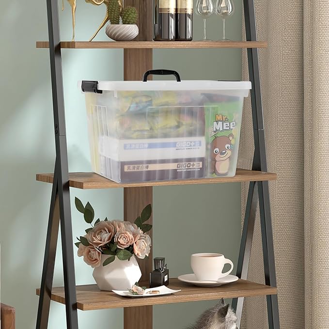 20 L Clear Storage Box with Handle Plastic Latching Organizing Bin 4 Pack