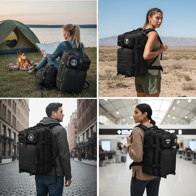 45L Military Tactical Backpack for Men &amp Women Bug Out Bag Assault pack Molle Daypack Hiking Trekking Rucksack(45L black)