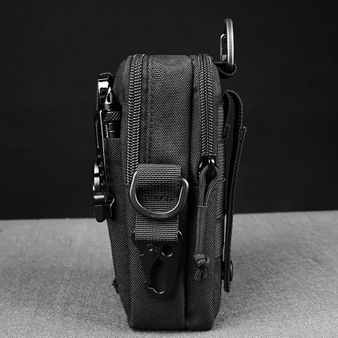 Tactical Molle EDC Utility Gadget Pouch Compact Multipurpose Belt Waist Hip Bag with Cell Phone Holster Holder (with Strap)