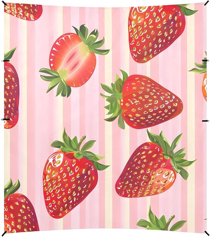 ALAZA Strawberry on Strip Beach Tent Sun Shelter Portable Canopy Sunshade for Outdoor Camping Picnics Backyard Fun 10x9 ft