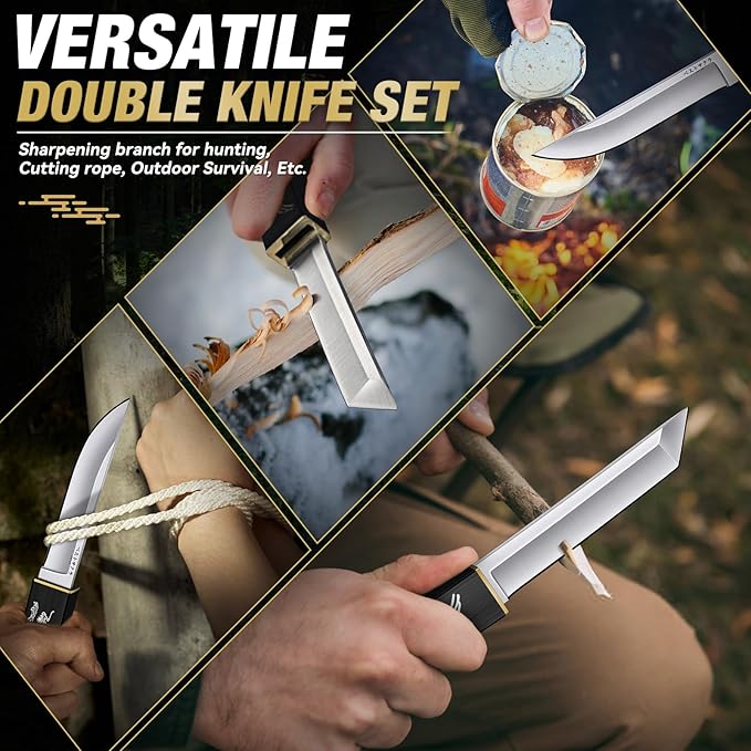 Purple Dragon Tanto Fixed Blade KnifeOutdoor Bushcraft and Survival KnifeFull Tang Outdoor Knives 2 in 1Ideal for CampingHiking-Outdoor Knives Christmas Gift for Men and Women
