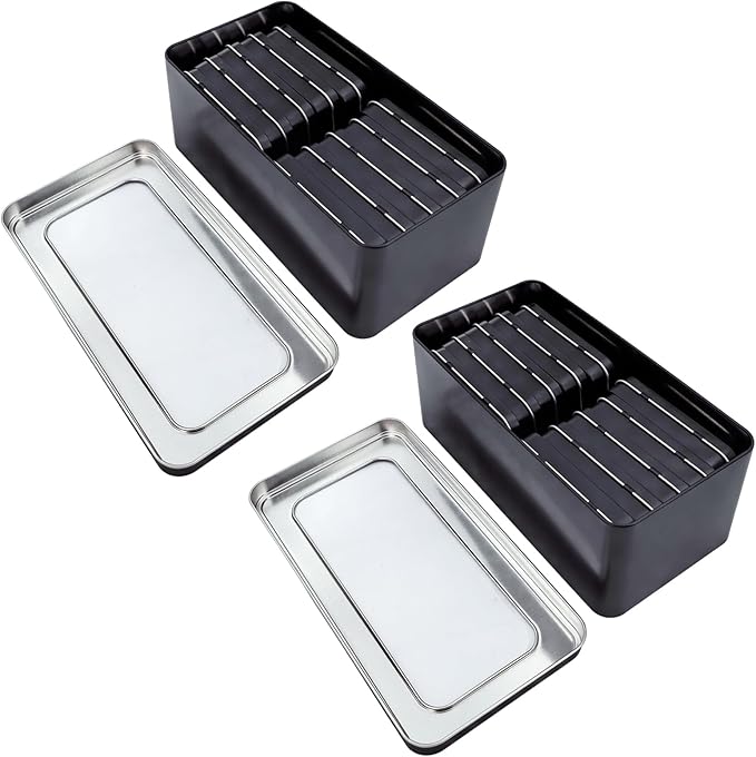 22 Pieces Mixed Sizes Rectangular Metal Empty Tins Containers Basic Necessities Home Storage Organizer Mini Box Set (Black)