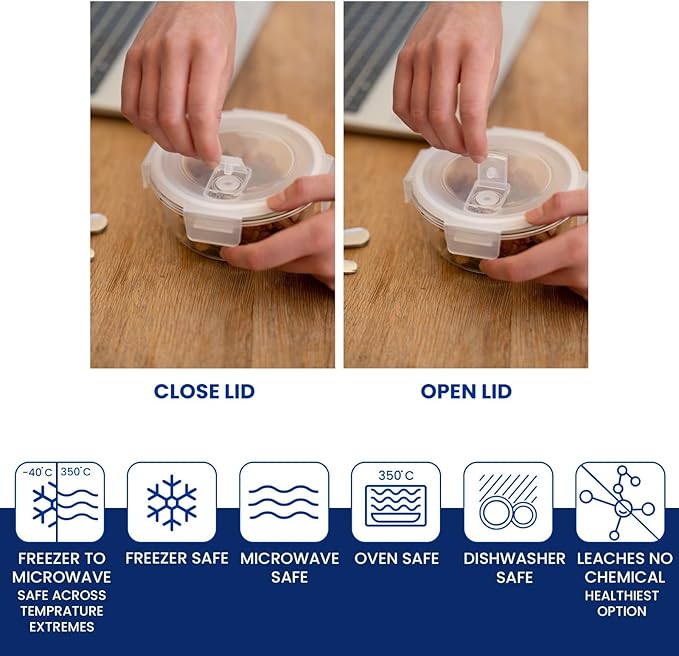 Insulated Lunch Bag with 3 Airtight &amp Leakproof Glass Containers Fork &amp Knife Set | Food Storage Container for Office &amp Travel | Dishwasher &amp Microwave Safe (only for adults)