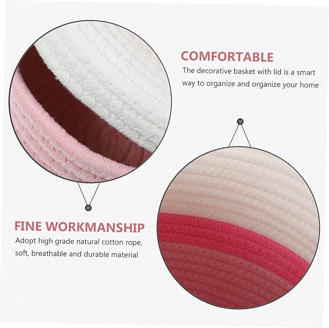 Happyyami 2pcs Baskets Lids Decorative Storage Boxes Lids for Organizing Woven Basket