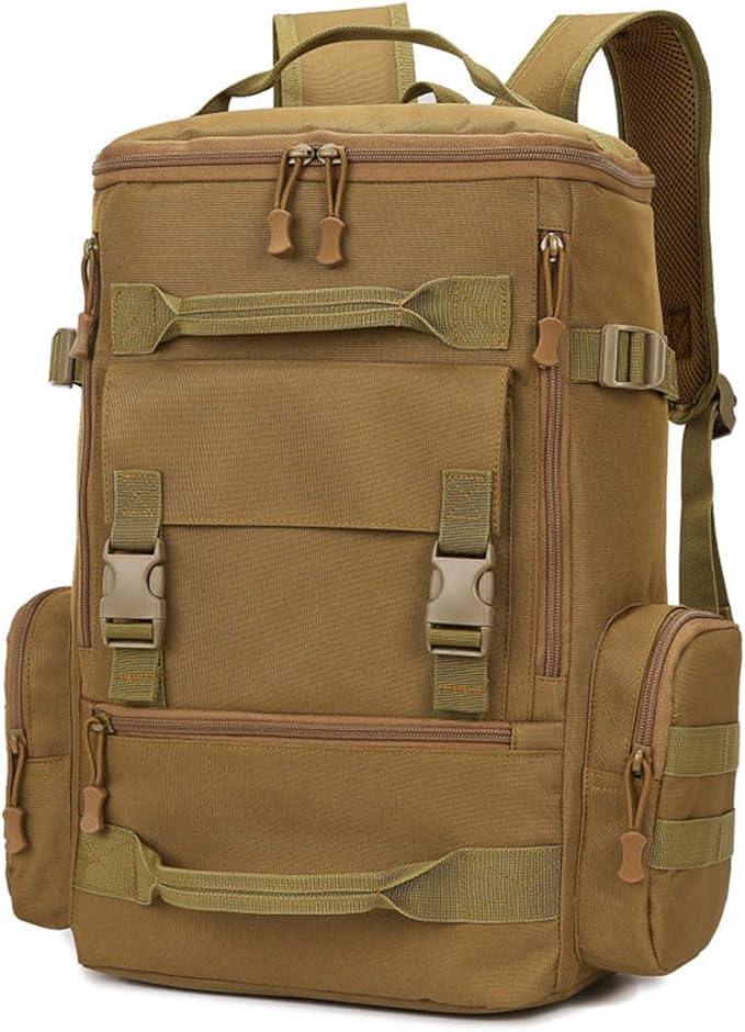 LINGYUE Tactical Backpack Bagpack Waterpoof Hiking For Camping Travel Commute With Laptop Compartment Multi Pockets For Men Women(Khaki)