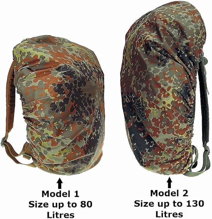 Mil-Tec Flecktarn Rucksack Waterproof Camouflage Cover for Hunting Fishing Backpack size up to 130 Liters