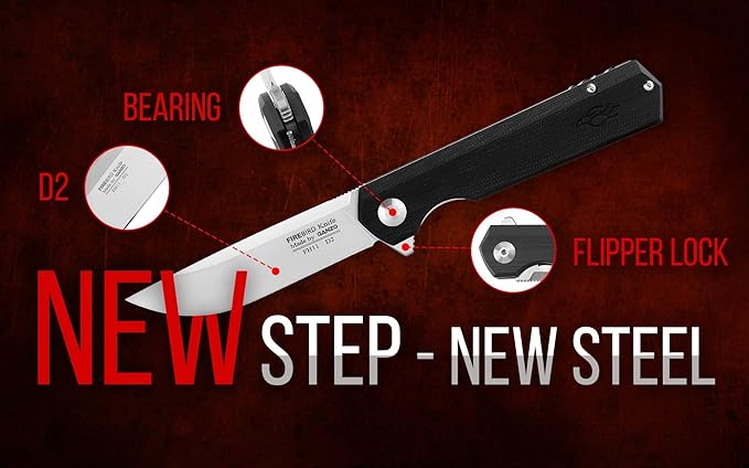 GANZO Firebird FH11 Top Pocket Folding Knife D2 Steel Flip Blade Carbon Fiber Handle with Clip Hunting Gear Fishing Camping Outdoor Folder EDC Knife (CF Black)