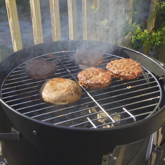 Realcook Vertical 17 Inch Steel Charcoal Smoker Heavy Duty Round BBQ Grill for Outdoor Cooking Black