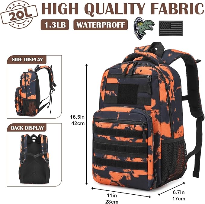 Kids Tactical Backpack Army Molle Bookbag Military Boys Backpack for School Outdoor Camping Mars CM