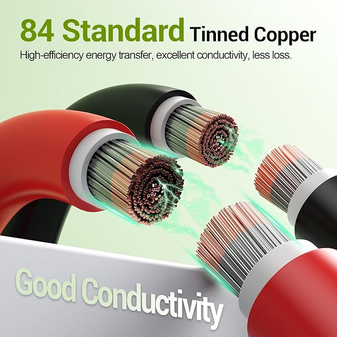 100FT 10AWG Solar Extension Cable 10 Gauge Solar Panel Wire with Waterpproof Female and Male Connectors for Outdoor RV Off-Grid Photovoltaic Systems(Black+Red)