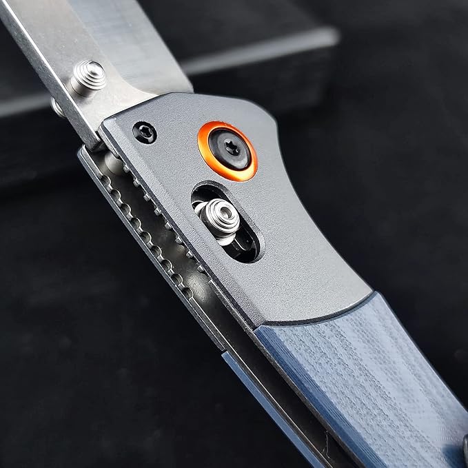 EDC Pocket Knife for Men D2 Blade Satin Finish G10 handle Thumb Stud Manual Open Camping Folding Knife for Outdoor Fishing (blue)