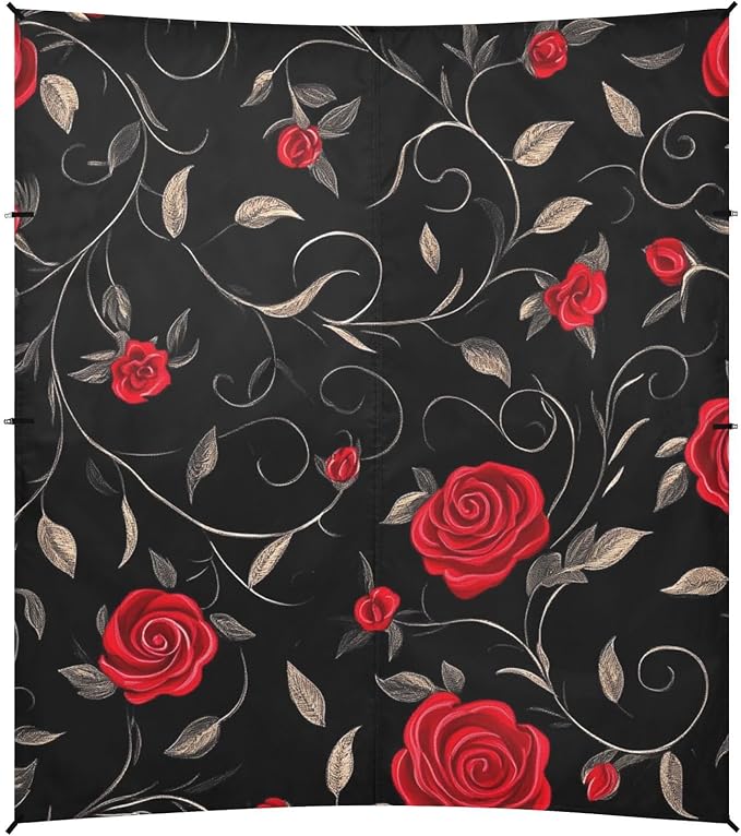 ALAZA Red Rose on Black Beach Tent Sun Shelter Portable Canopy Sunshade for Outdoor Camping Picnics Backyard Fun 10x9 ft