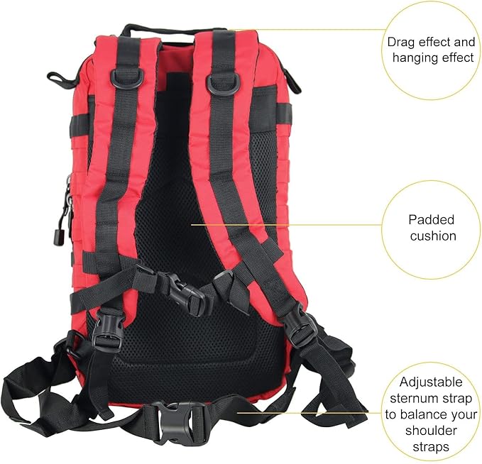Small Military Tactical Backpack 30L Assault Backpack Tactical Bag for OutdoorHiking Camping Travel (RED)