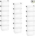 Superio Clear Storage Box with Lid 2.5 Quart Plastic Container Bins for Organizing Stackable Crates BPA Free Non Toxic Odor Free Organizers 18 Pack