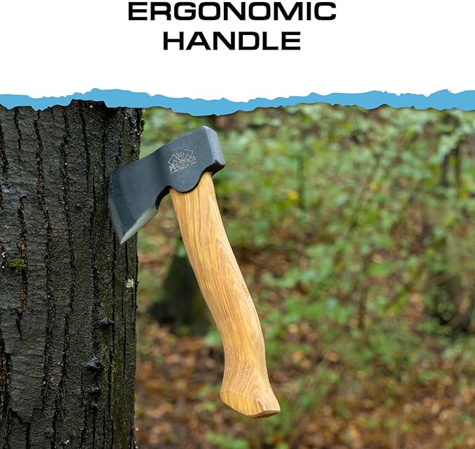 Prandi Segurin Hatchet 88lb - Hickory Handle 11in with Leather String - Ideal for Camping Travel and Bushcraft - Made in Italy