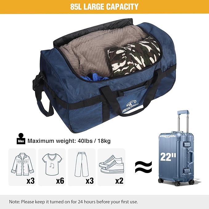 REDCAMP 85L/120L/140L Foldable Duffle Bag with Wheels Large Travel Duffel Bag