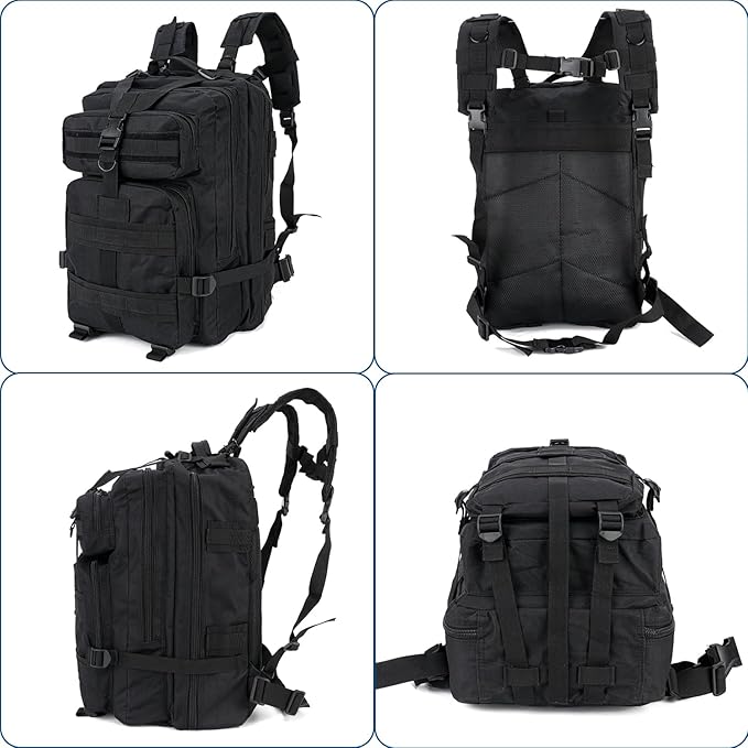 Tactical Backpack for Men 40L Military Molle Backpack Large 3 Day Assault Pack Rucking Backpack for for Hiking Camping Travel Fishing Outdoors (Black)